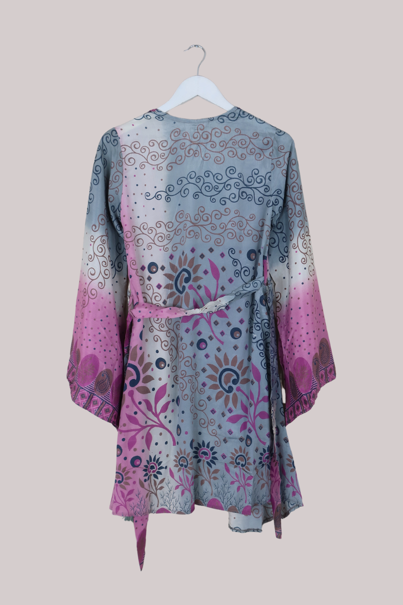 Karina Vintage Sari Jacket - Spirit Silver & Lilac - Size XS