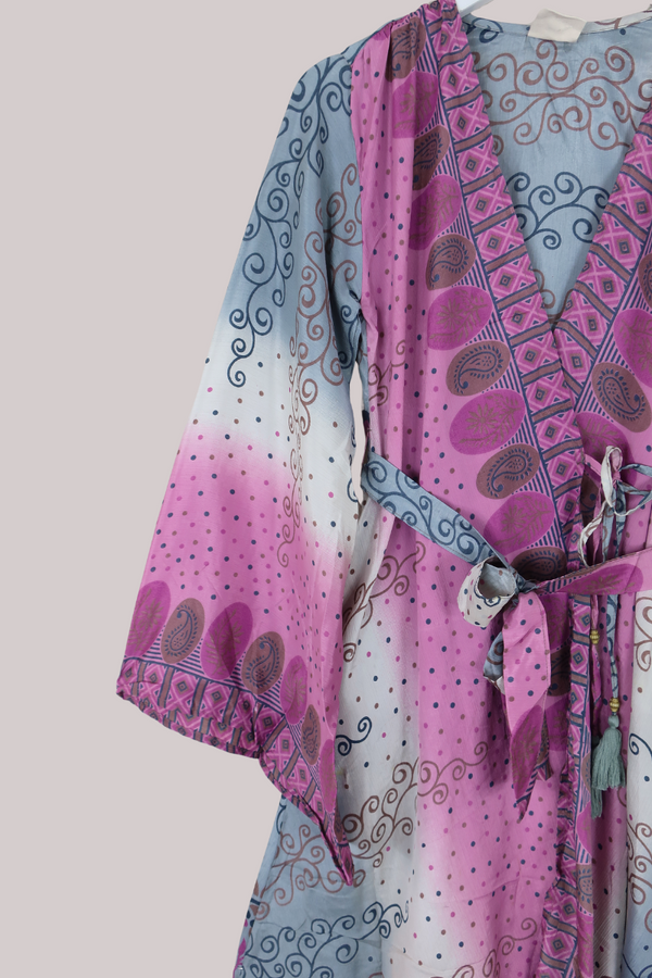 Karina Vintage Sari Jacket - Spirit Silver & Lilac - Size XS