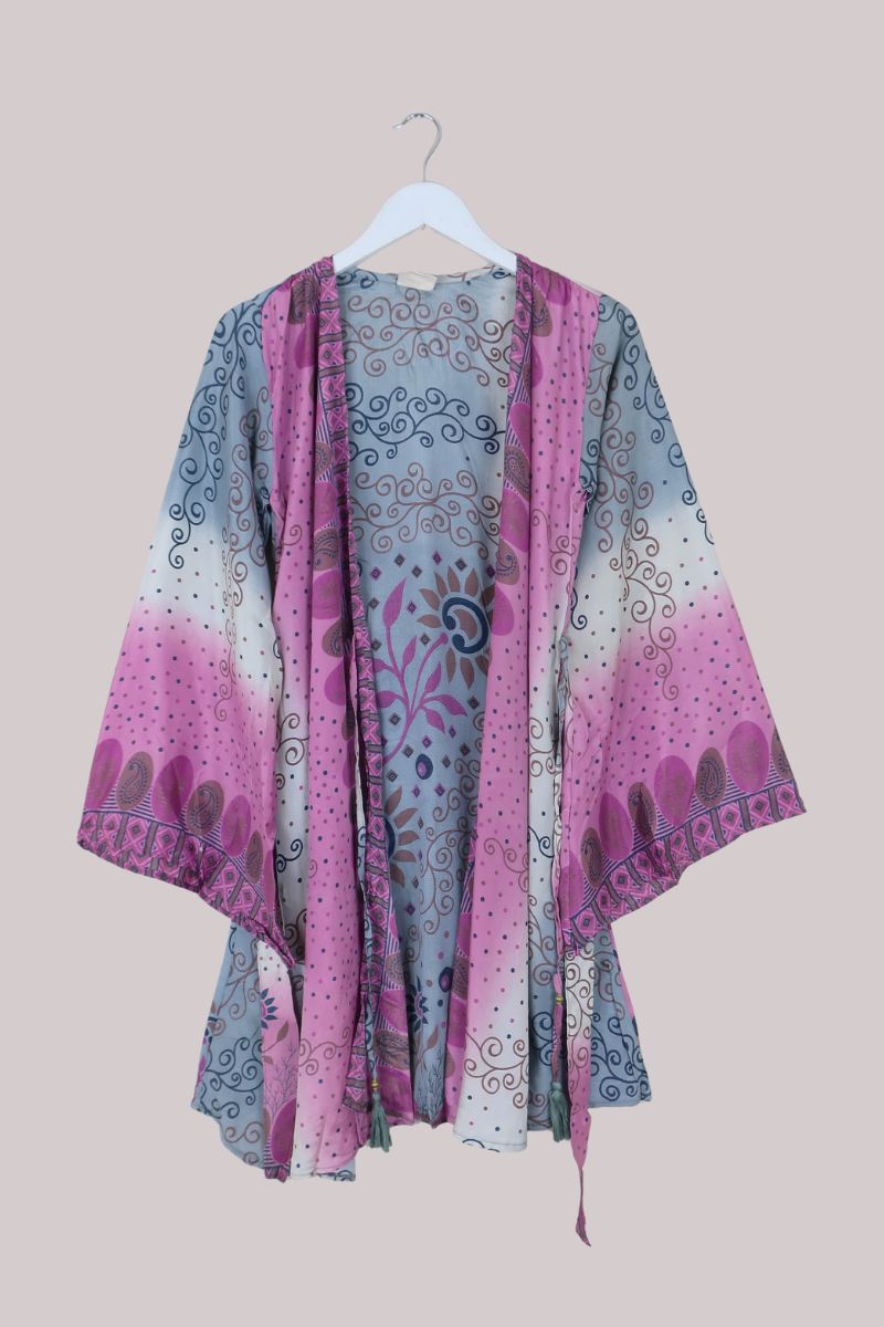 Karina Vintage Sari Jacket - Spirit Silver & Lilac - Size XS