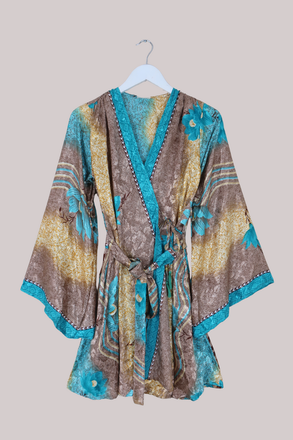 Karina Vintage Sari Jacket - Moonlit Floral Jacquard - Size S/M