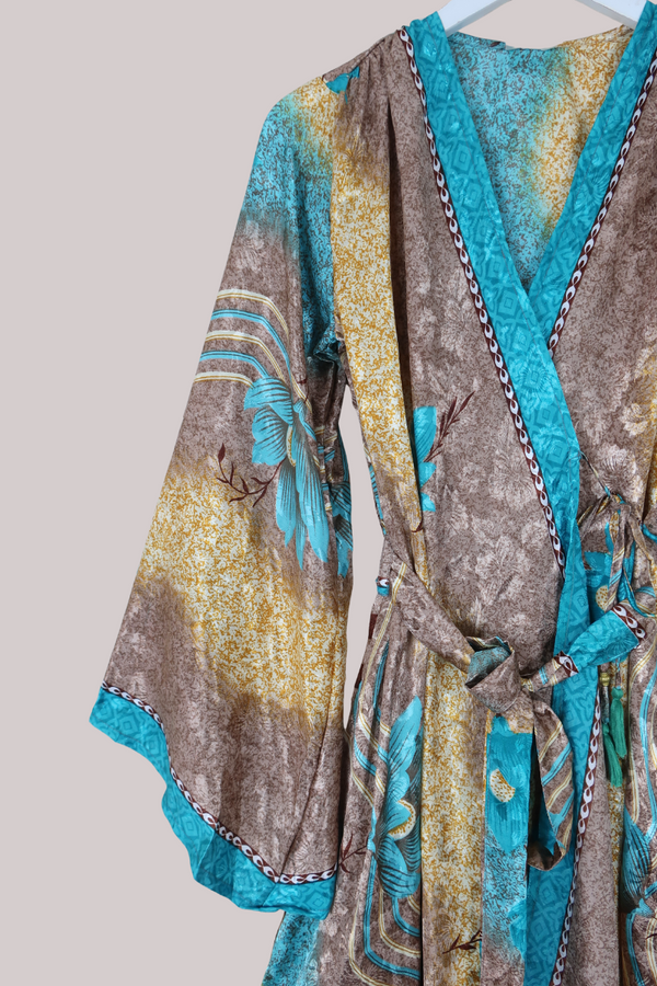 Karina Vintage Sari Jacket - Moonlit Floral Jacquard - Size S/M