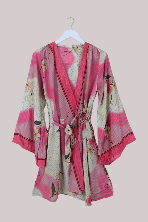 Karina Vintage Sari Jacket - Cherry Blossom Pink - Size M/L
