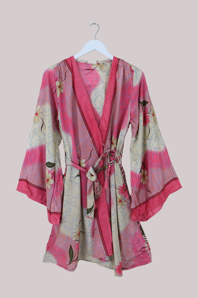 Karina Vintage Sari Jacket - Cherry Blossom Pink - Size M/L