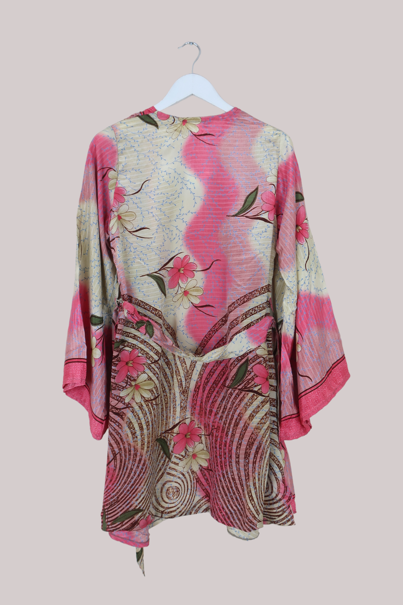Karina Vintage Sari Jacket - Cherry Blossom Pink - Size M/L