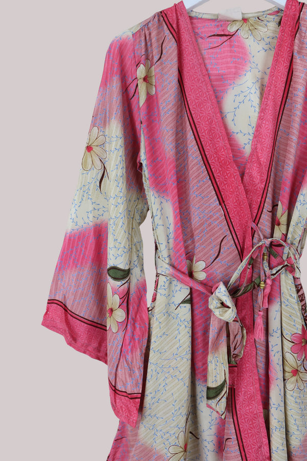 Karina Vintage Sari Jacket - Cherry Blossom Pink - Size M/L