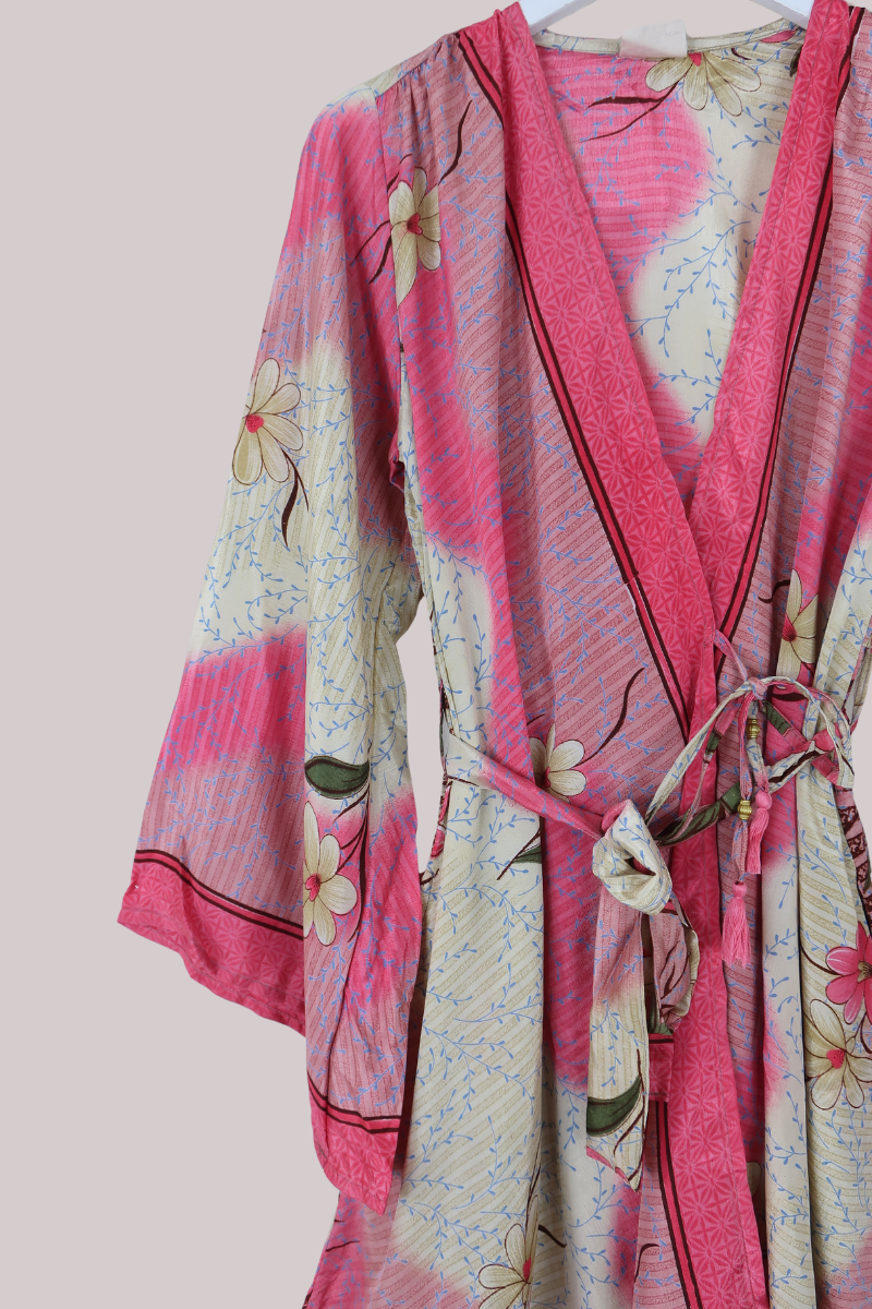 Karina Vintage Sari Jacket - Cherry Blossom Pink - Size M/L