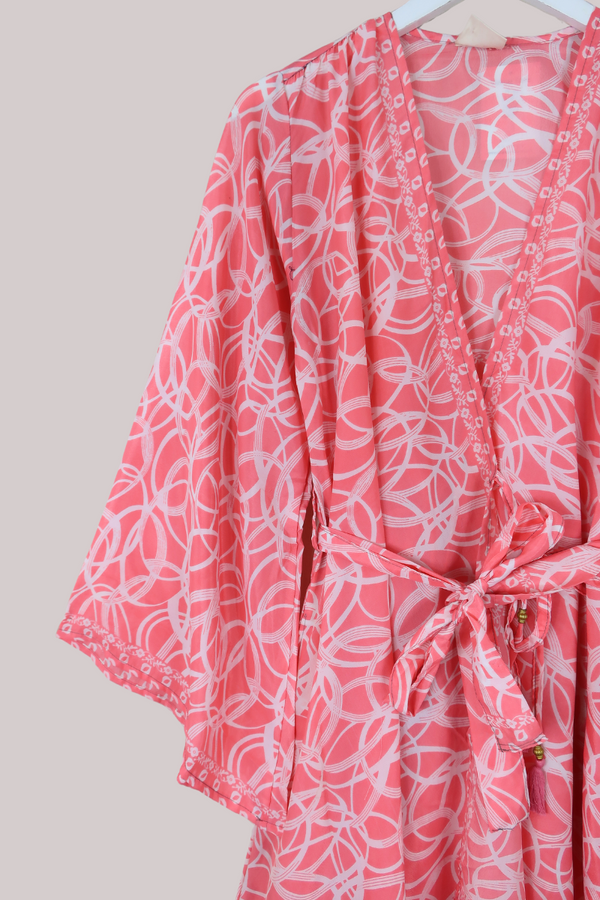 Karina Vintage Sari Jacket - Pasture Pink - Size M/L