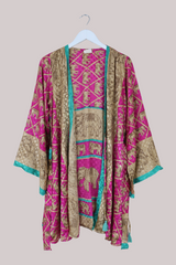 Karina Vintage Sari Jacket - Dance of the Pink Elephants - Size M/L
