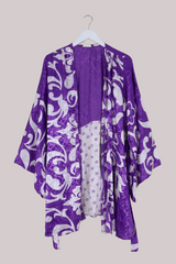 Karina Vintage Sari Jacket - Glistening Purple Jacquard - Size XL