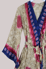 Karina Vintage Sari Jacket - Champagne & Rubies - Size S/M