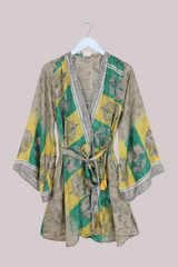 Karina Vintage Sari Jacket - Canary Vases - Size M/L