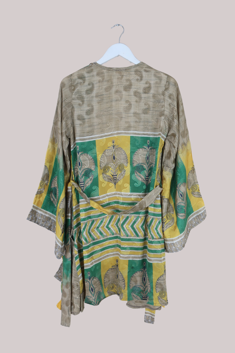 Karina Vintage Sari Jacket - Canary Vases - Size M/L