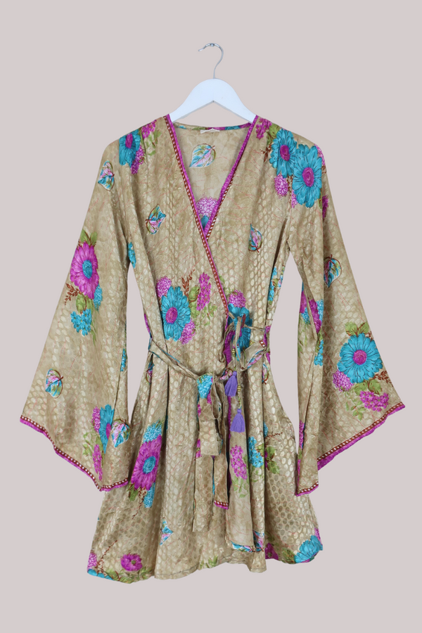 Karina Vintage Sari Jacket - Wandering Spring Garden - Size S/M