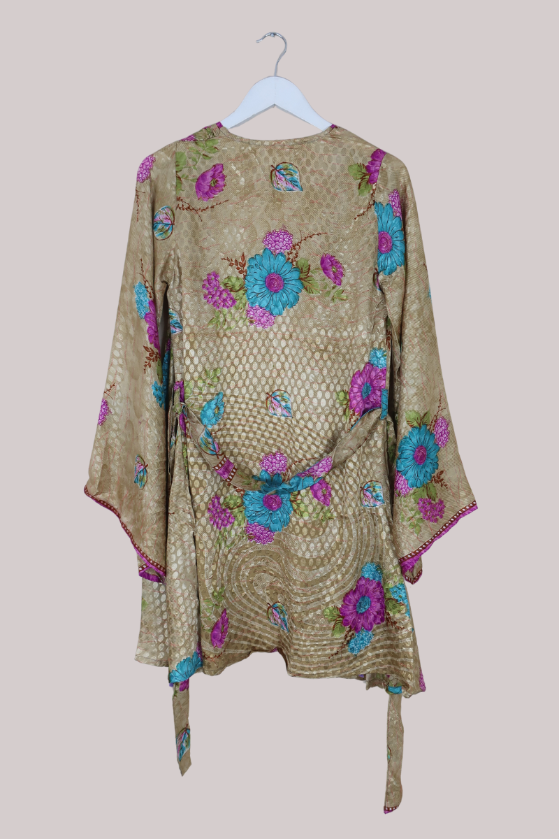 Karina Vintage Sari Jacket - Wandering Spring Garden - Size S/M