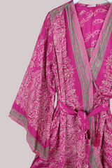 Karina Vintage Sari Jacket - Turkish Delight Pink Floral - Size XXL