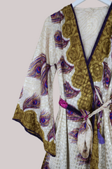 Karina Vintage Sari Jacket - Precious Peacock Feathers - Size M/L