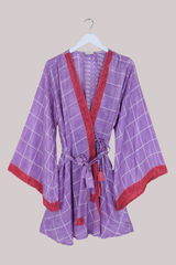 Karina Vintage Sari Jacket - Periwinkle Purple Paisley - Size XXL