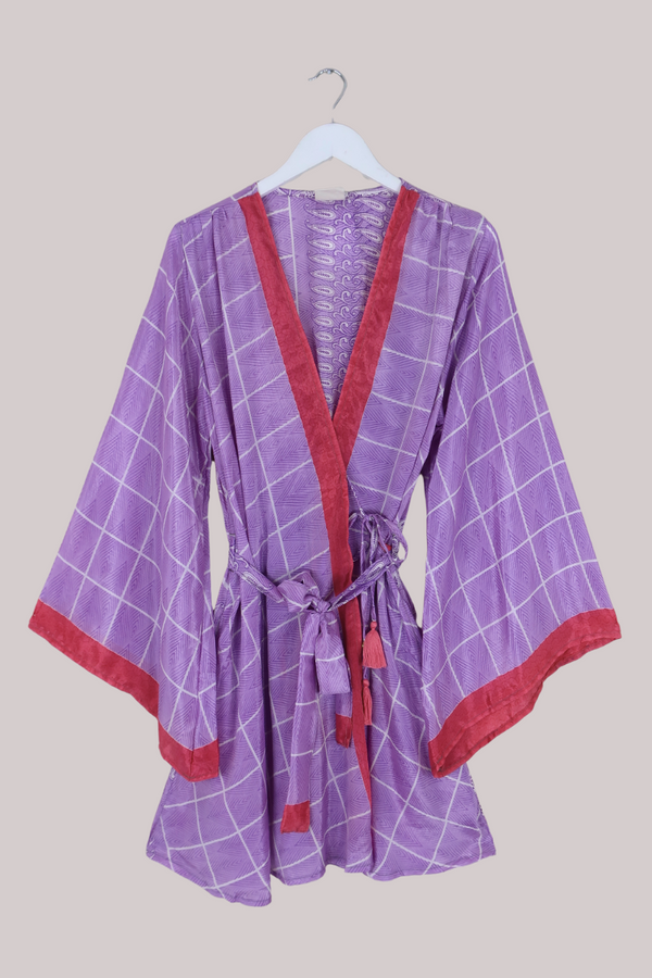 Karina Vintage Sari Jacket - Periwinkle Purple Paisley - Size XXL
