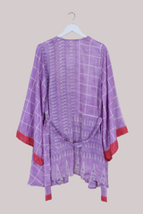 Karina Vintage Sari Jacket - Periwinkle Purple Paisley - Size XXL