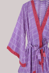 Karina Vintage Sari Jacket - Periwinkle Purple Paisley - Size XXL