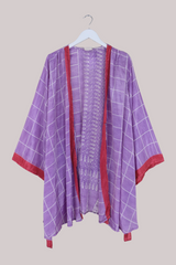 Karina Vintage Sari Jacket - Periwinkle Purple Paisley - Size XXL