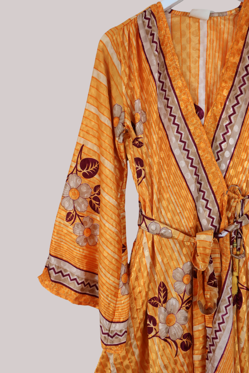 Karina Vintage Sari Jacket - Clementine Floral - Size S/M