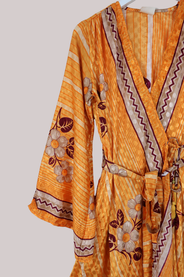 Karina Vintage Sari Jacket - Clementine Floral - Size S/M