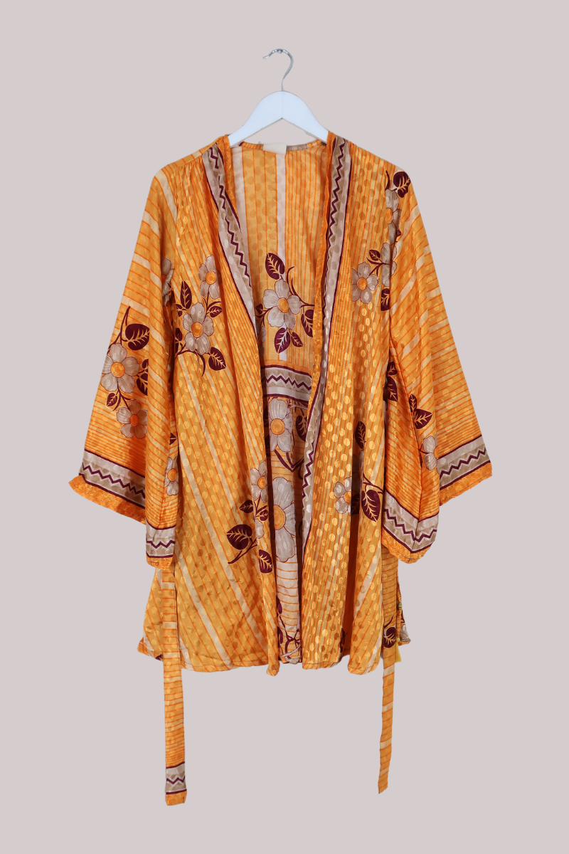 Karina Vintage Sari Jacket - Clementine Floral - Size S/M