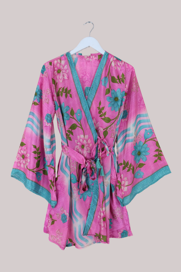 Karina Vintage Sari Jacket - Aphrodite Pink Floral - Size M/L