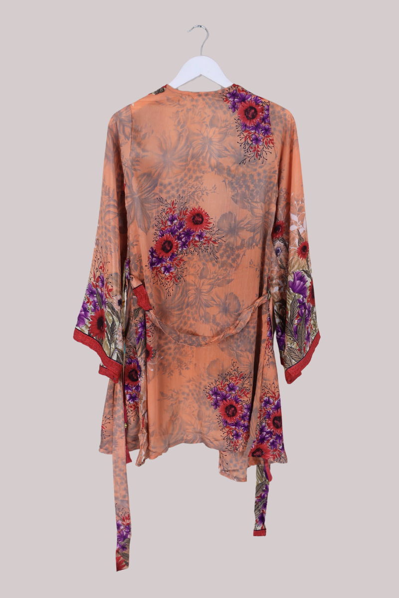 Karina Vintage Sari Jacket - Peach Sunrise - Size S/M