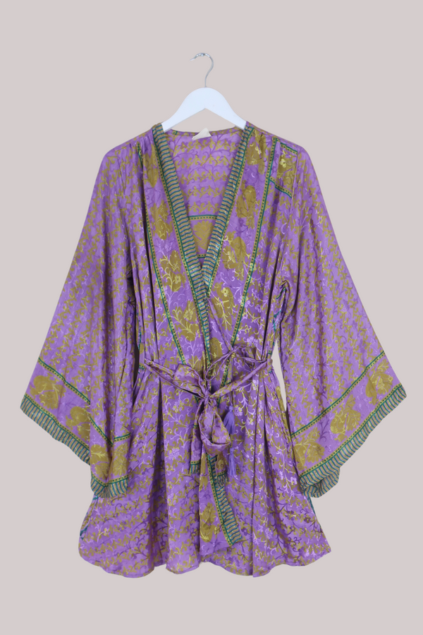 Karina Vintage Sari Jacket - Lavender Cockerels - Size XXL