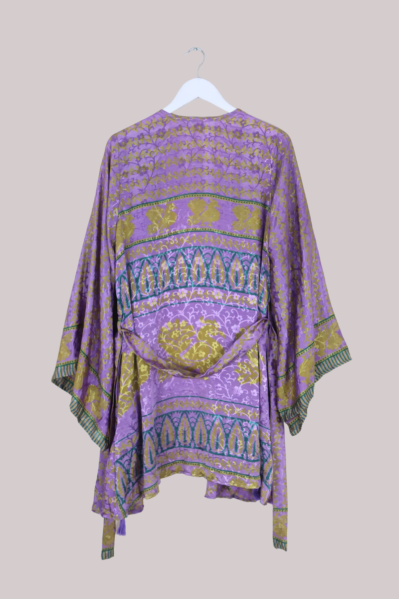 Karina Vintage Sari Jacket - Lavender Cockerels - Size XXL