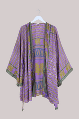 Karina Vintage Sari Jacket - Lavender Cockerels - Size XXL