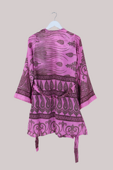 Karina Vintage Sari Jacket - Pink Paisley Crests - Size S