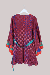 Karina Vintage Sari Jacket - Autumn Leaves Red - Size M/L