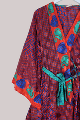 Karina Vintage Sari Jacket - Autumn Leaves Red - Size M/L