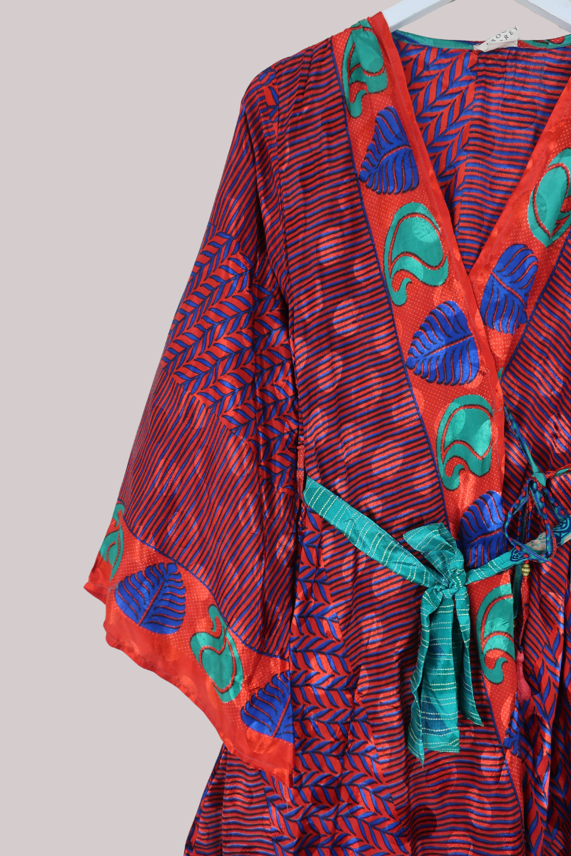 Karina Vintage Sari Jacket - Autumn Leaves Red - Size M/L