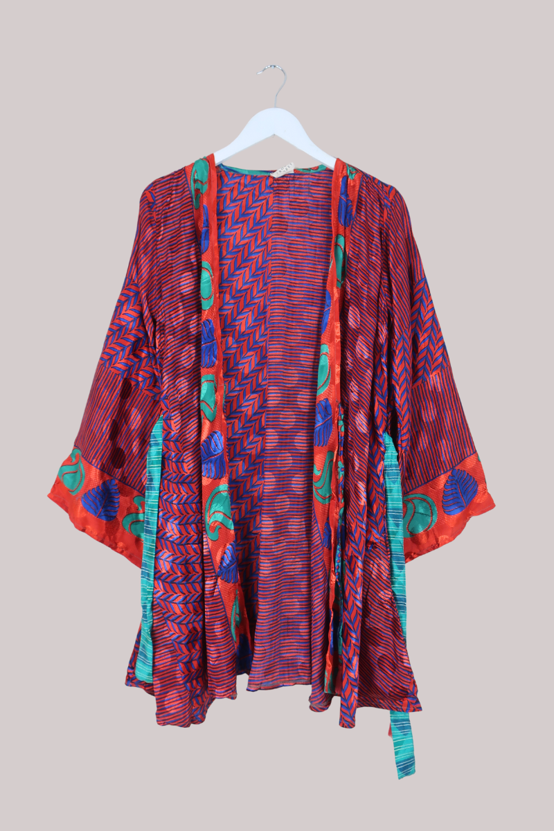 Karina Vintage Sari Jacket - Autumn Leaves Red - Size M/L