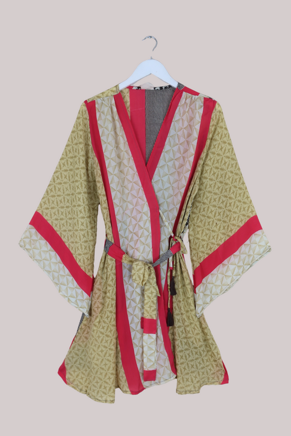 Karina Vintage Sari Jacket - Green Step Stones - Size XL