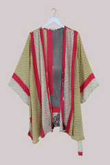 Karina Vintage Sari Jacket - Green Step Stones - Size XL