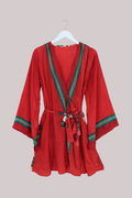 Karina Vintage Sari Jacket - Crimson & Carmine - Size M/L