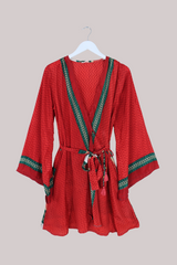 Karina Vintage Sari Jacket - Crimson & Carmine - Size M/L