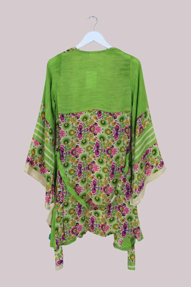 Karina Vintage Sari Jacket - Retro Meadow Floral - Size S
