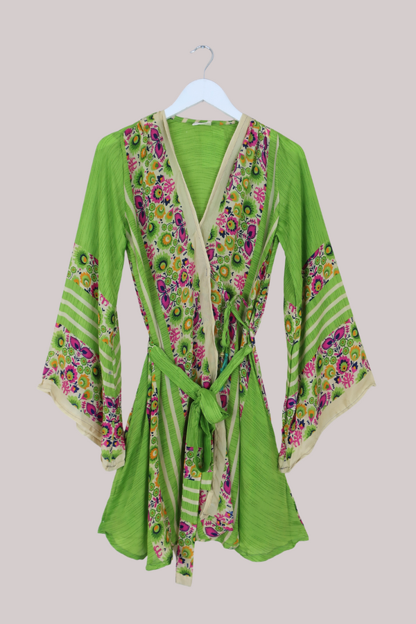 Karina Vintage Sari Jacket - Retro Meadow Floral - Size S