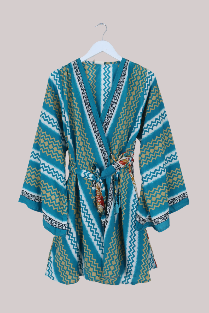 Karina Vintage Sari Jacket - Zig-Zags in the Sand - Size M/L