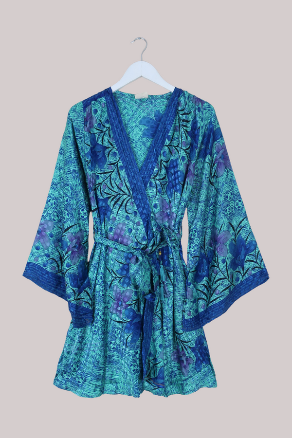 Karina Vintage Sari Jacket - Flowers of the Lake - Size M/L
