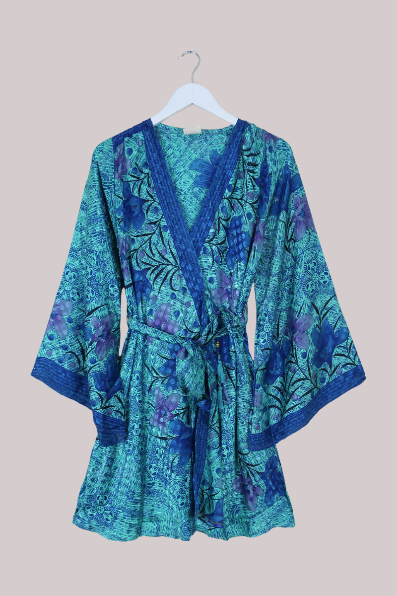 Karina Vintage Sari Jacket - Flowers of the Lake - Size M/L