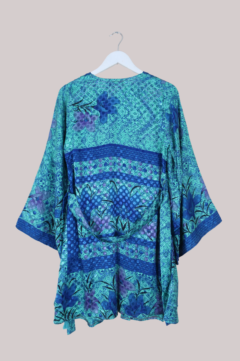 Karina Vintage Sari Jacket - Flowers of the Lake - Size M/L