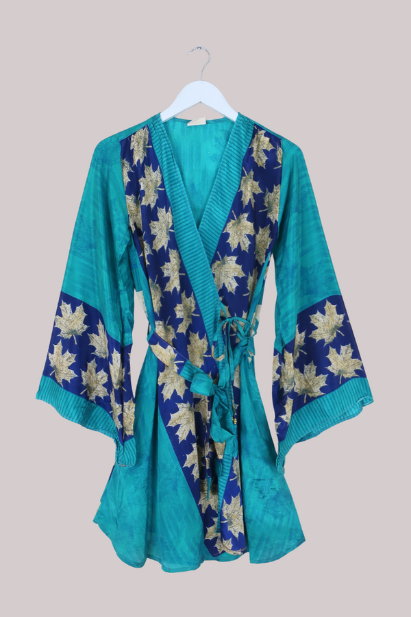 Karina Vintage Sari Jacket - Jewel of the Sea Green - Size XXS