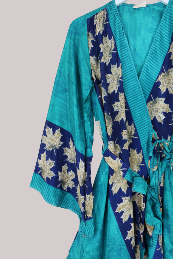 Karina Vintage Sari Jacket - Jewel of the Sea Green - Size XXS